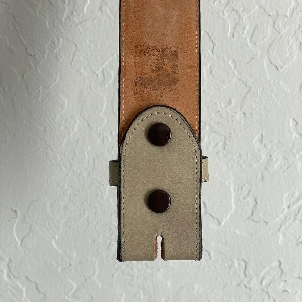 VTG Tony Lama Buckle Belt size 28‎ Beige/Brown Alligator Lizard Leather Western